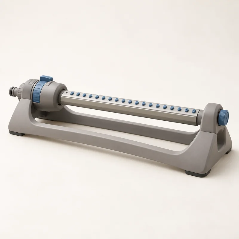 AI-generated unbranded oscillating sprinkler concept; not the actual Melnor XT4200