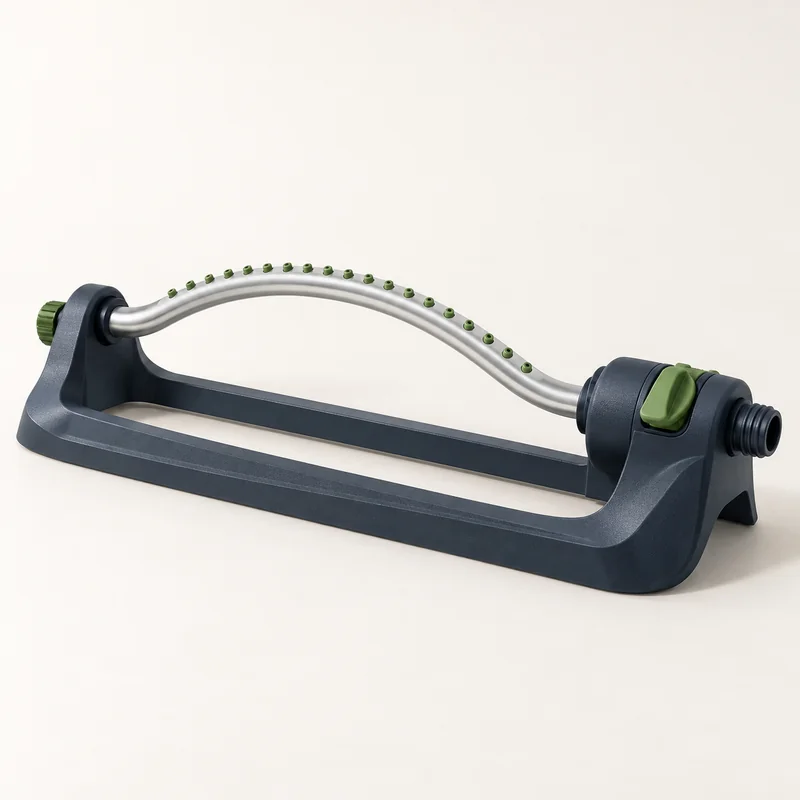 AI-generated unbranded oscillating sprinkler concept; not the actual Melnor XT45000
